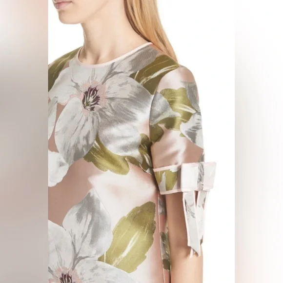 NWOT Ted Baker 'Caytey' Chatsworth Bloom Dusty Pink Bow Sleeve Top - Picture 4 of 15